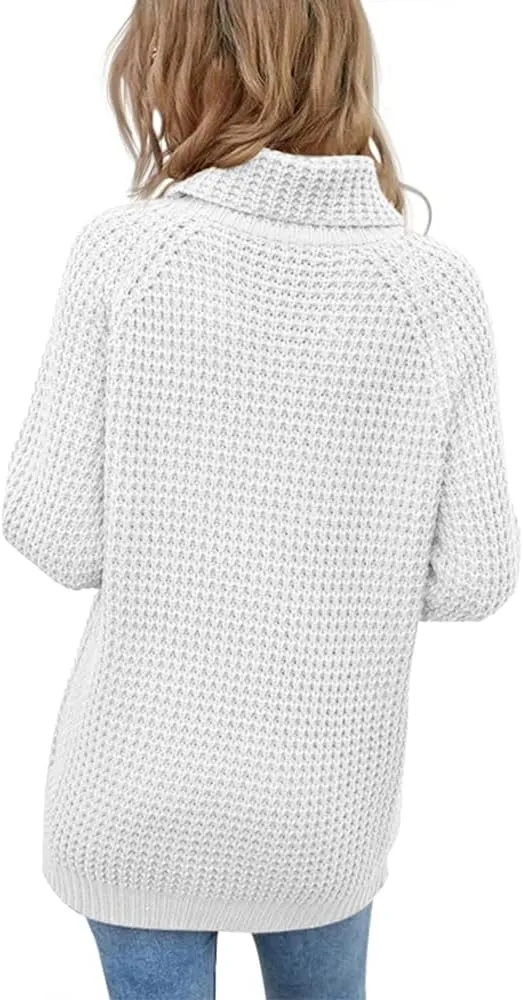 Women's Turtleneck Sweaters Oversized Lightweight Long Sleeve Pullover Loose Chunky Knit Jumper Tops