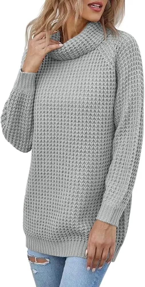 Women's Turtleneck Sweaters Oversized Lightweight Long Sleeve Pullover Loose Chunky Knit Jumper Tops