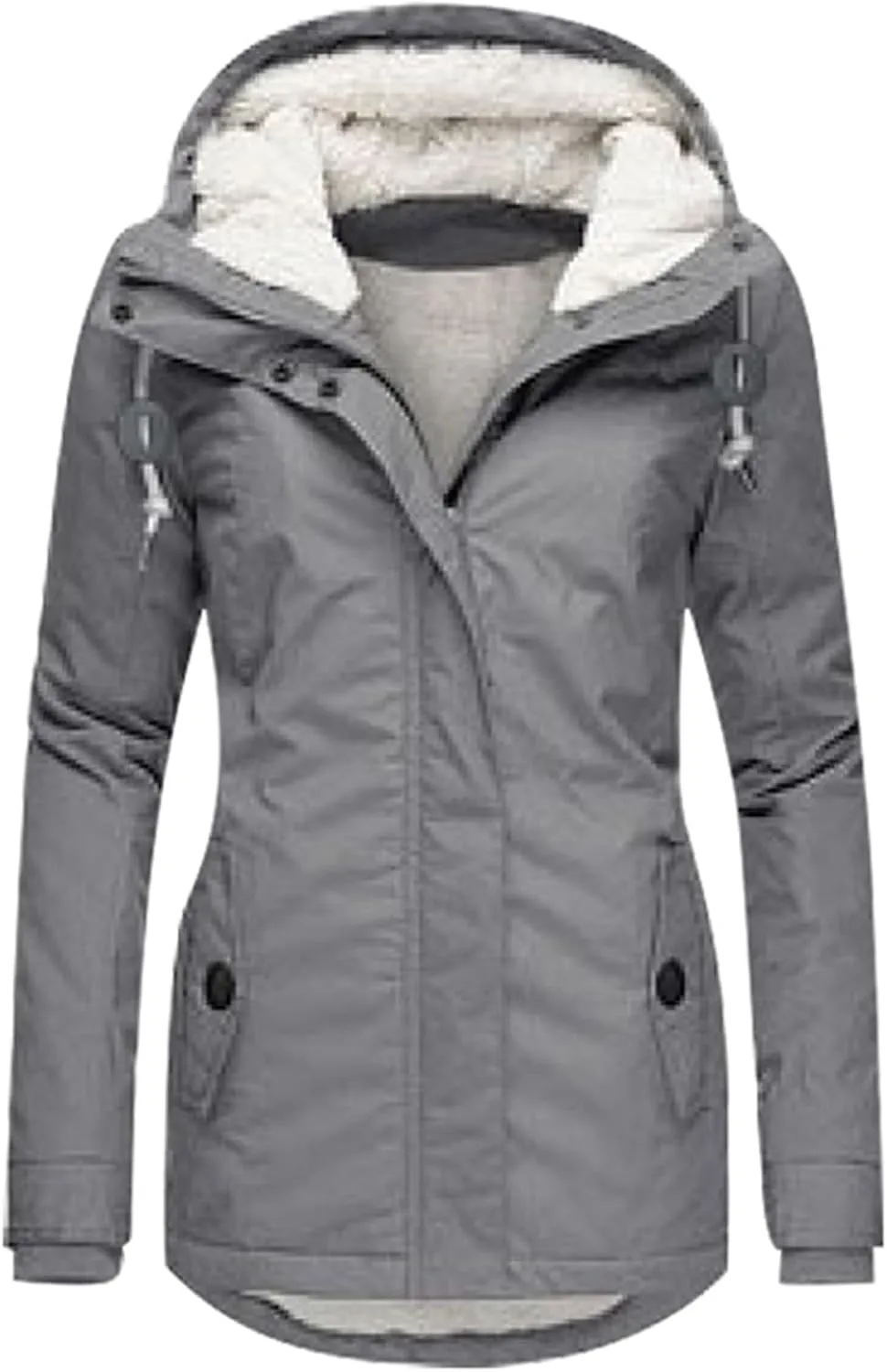 Womens Windbreaker Women S Winter Jacket Women's Mid Length Down Coat Hooded Fleece Lined for Warmth & Comfort