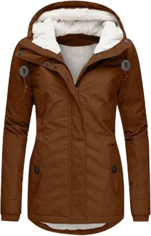 Womens Windbreaker Women S Winter Jacket Women's Mid Length Down Coat Hooded Fleece Lined for Warmth & Comfort