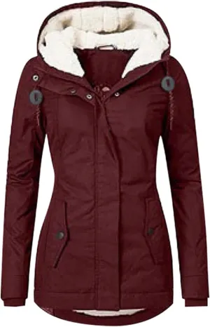 Womens Windbreaker Women S Winter Jacket Women's Mid Length Down Coat Hooded Fleece Lined for Warmth & Comfort