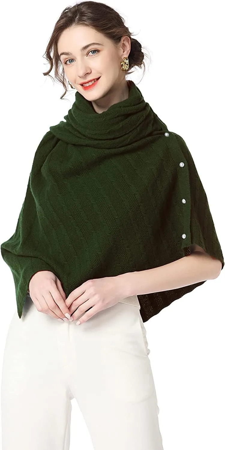 Women's Winter Warm Soft wool blend Poncho Knit cape shawls and wraps