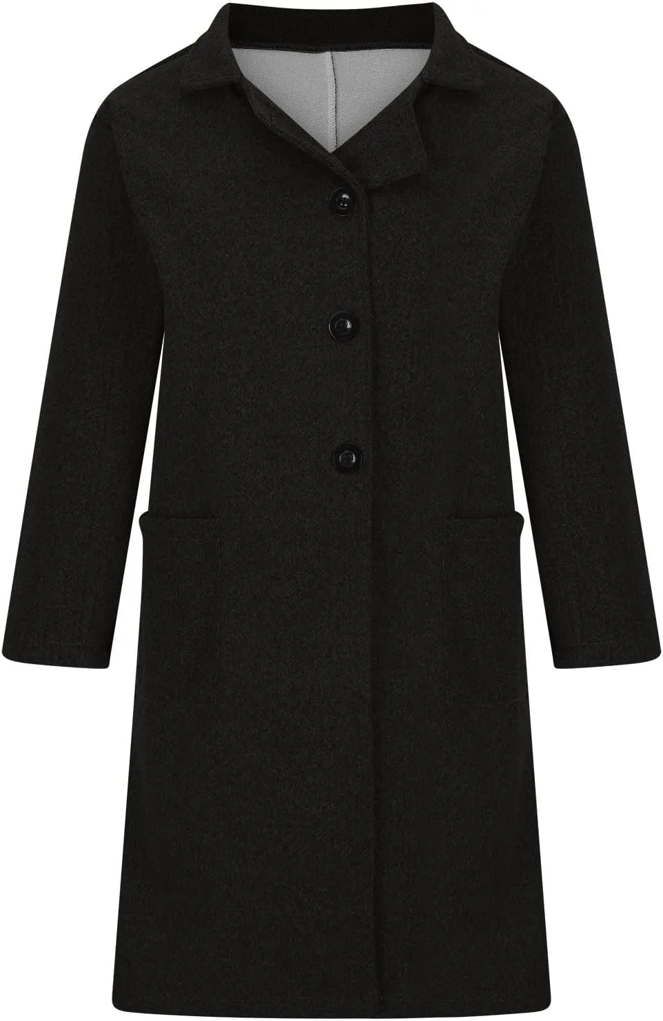 Women's Winter Wool Coat Casual Lapel Single-Breasted Peacoat Long Trench Coat Open Front Cardigan Pea Coat Overcoat