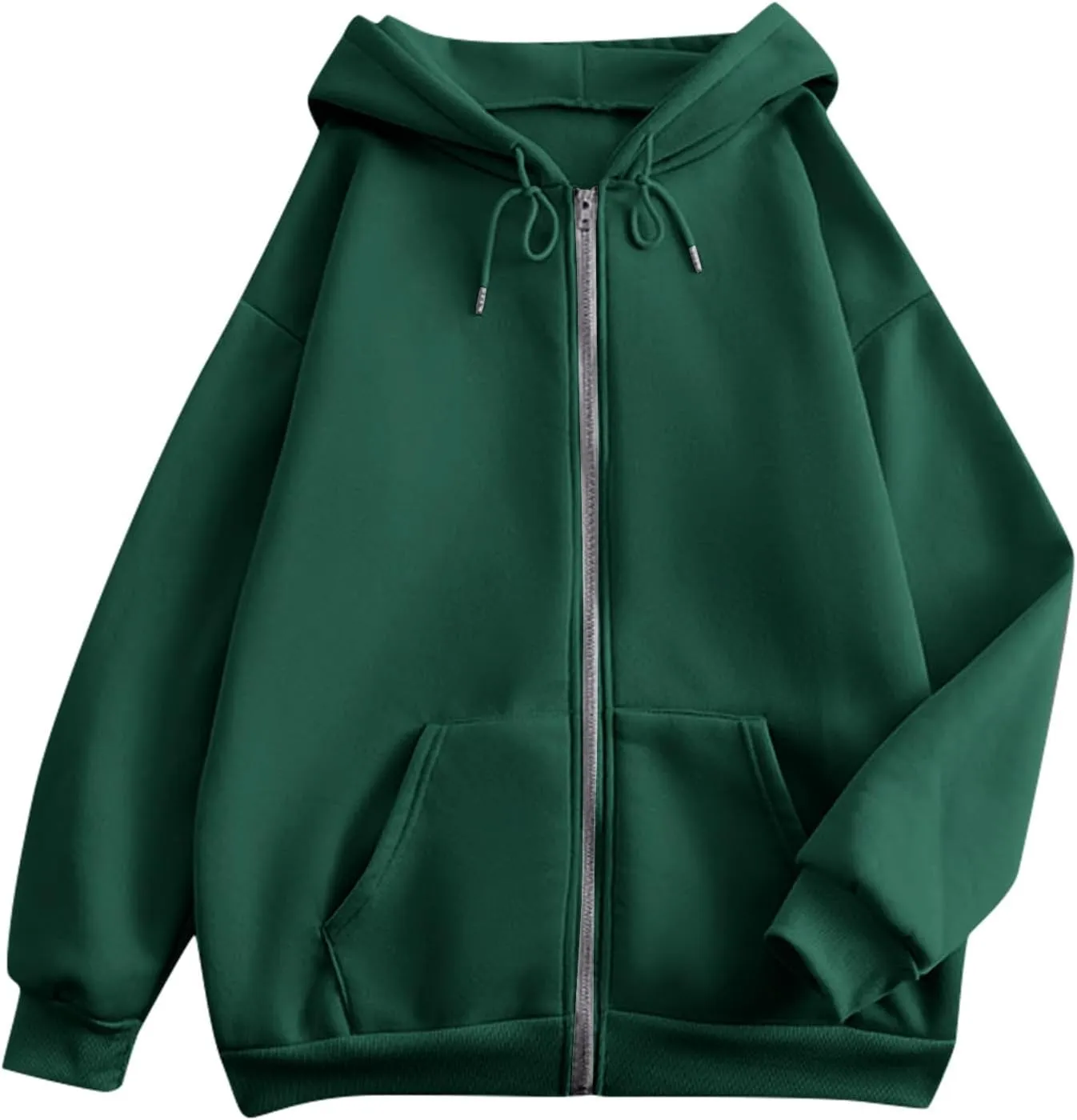 Womens Zip Up Hoodies Y2k Long Sleeve Oversized Hoodies Tunic Cute Sweatshirts Fleece Winter Fall Jackets 2024