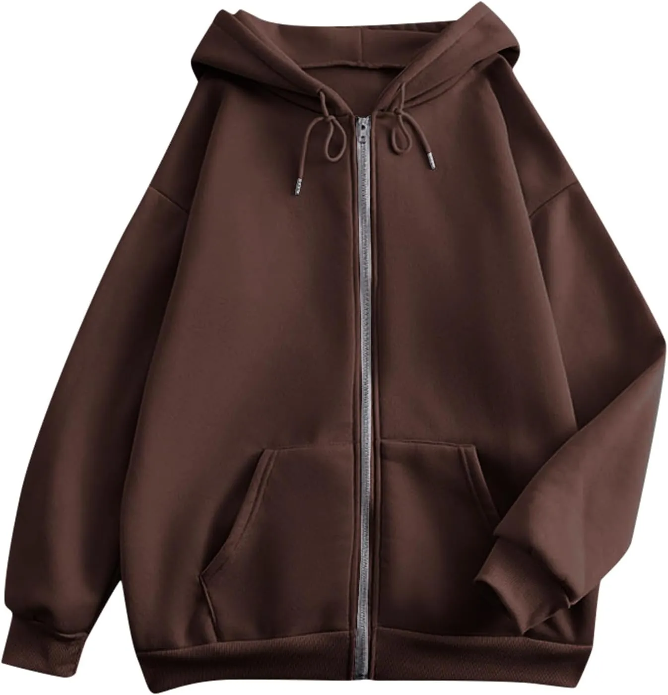 Womens Zip Up Hoodies Y2k Long Sleeve Oversized Hoodies Tunic Cute Sweatshirts Fleece Winter Fall Jackets 2024