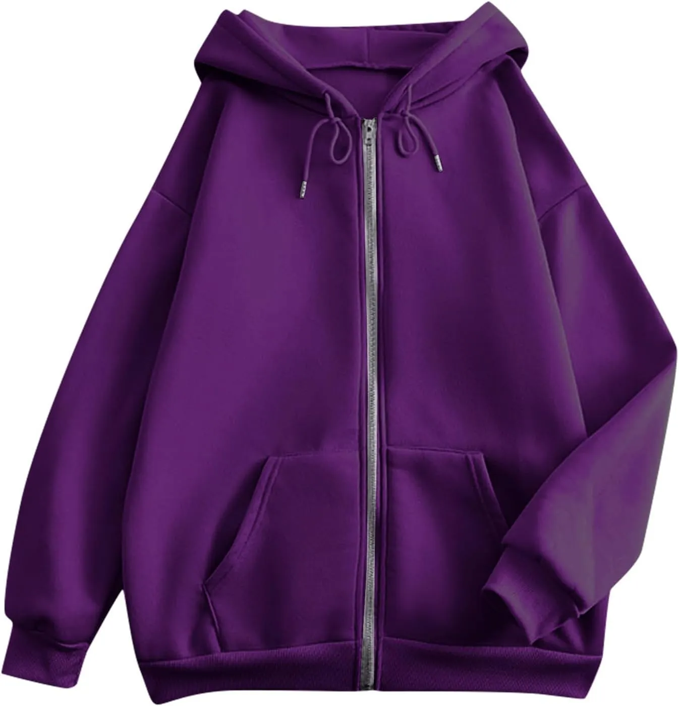 Womens Zip Up Hoodies Y2k Long Sleeve Oversized Hoodies Tunic Cute Sweatshirts Fleece Winter Fall Jackets 2024