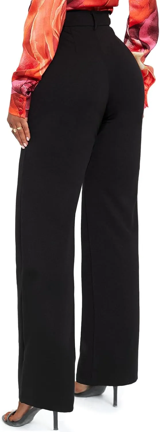Work Pants for Women Straight Leg Trousers Pants High Waisted Business Casual Dress Pants Trendy Office Outfit