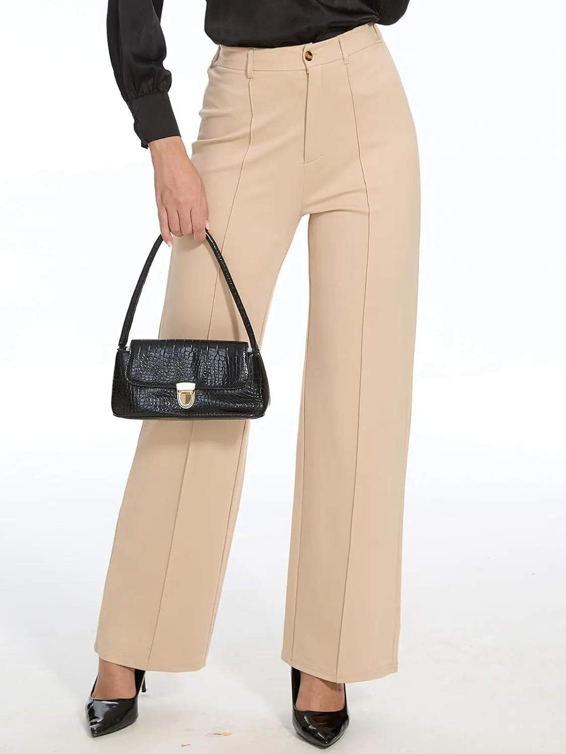 Work Pants for Women Straight Leg Trousers Pants High Waisted Business Casual Dress Pants Trendy Office Outfit