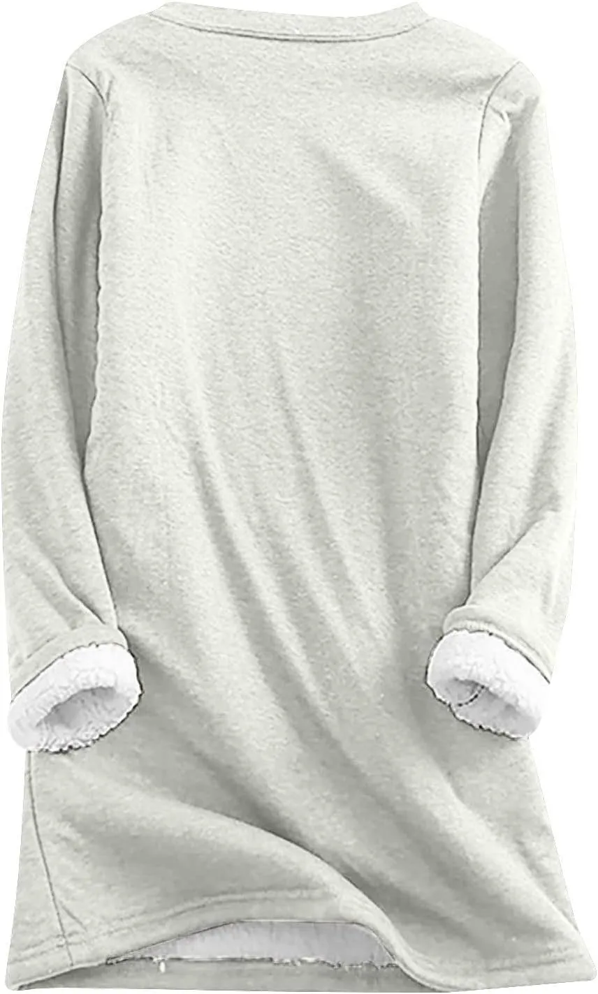 Yes,I'm Still -Me 24:7 Sherpa Lined Sweatshirt Women Fuzzy Fleece Thermal Outerwear Letter Print Pullover