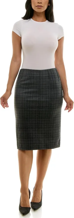 Zac & Rachel Women's Pull on Compression Ponte Skirt with Pintucking and Front Seam