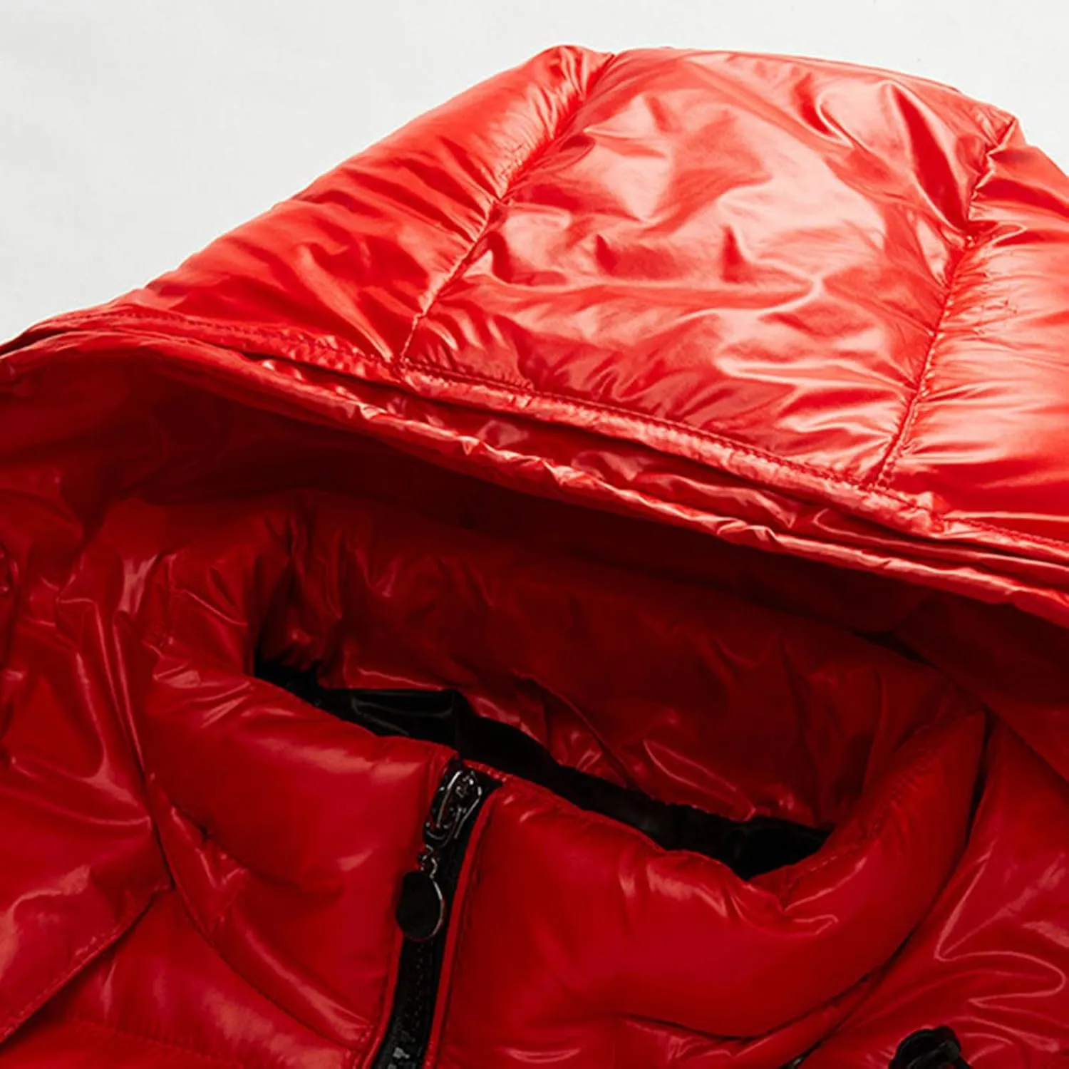 Zeiyignr Mens Shiny Down Coat Removable Hood Winter Thicken Warmth Puffer Jacket Windproof Padded Quilted Coats Outerwear