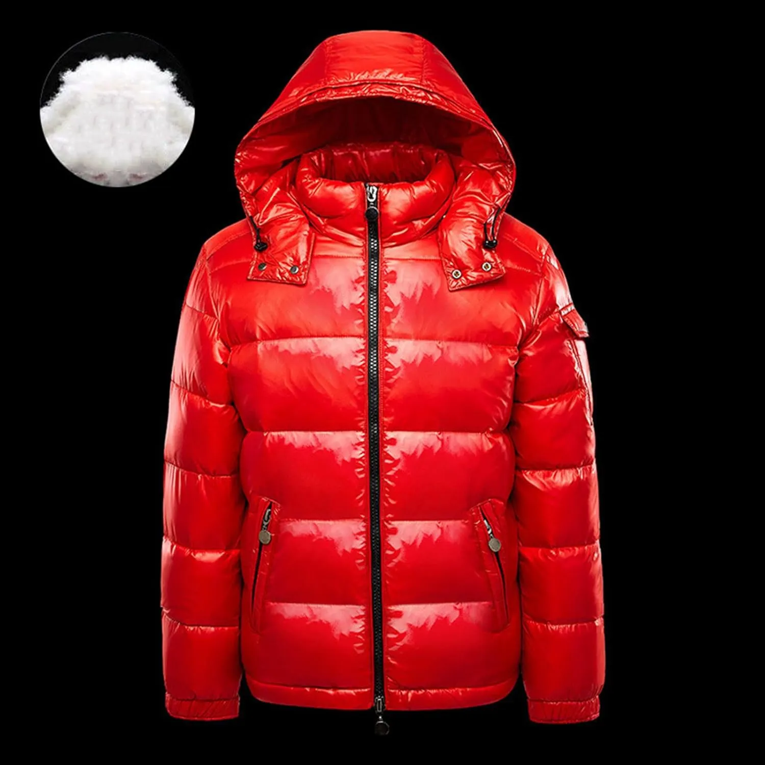 Zeiyignr Mens Shiny Down Coat Removable Hood Winter Thicken Warmth Puffer Jacket Windproof Padded Quilted Coats Outerwear
