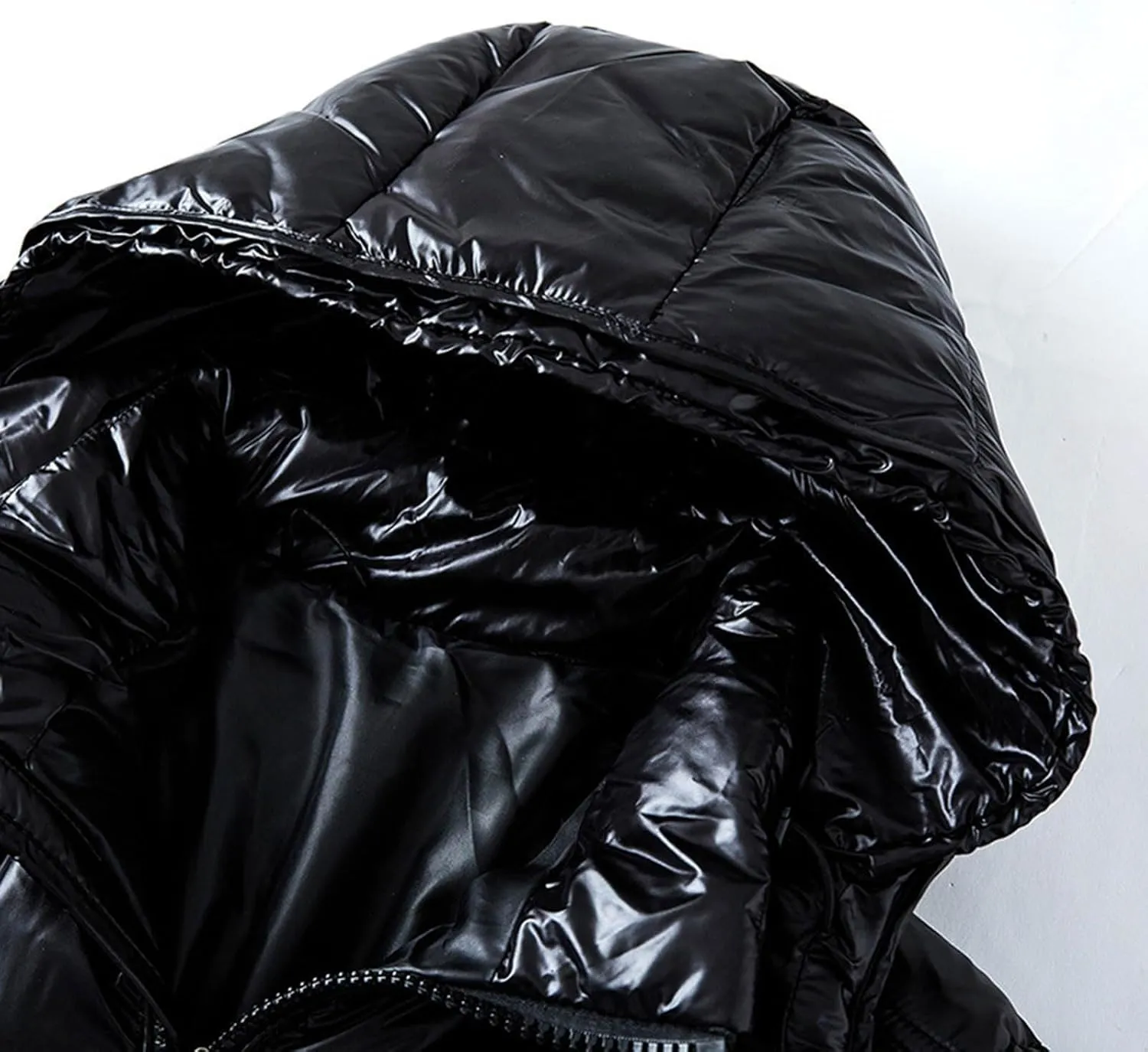 Zeiyignr Mens Shiny Down Coat Removable Hood Winter Thicken Warmth Puffer Jacket Windproof Padded Quilted Coats Outerwear