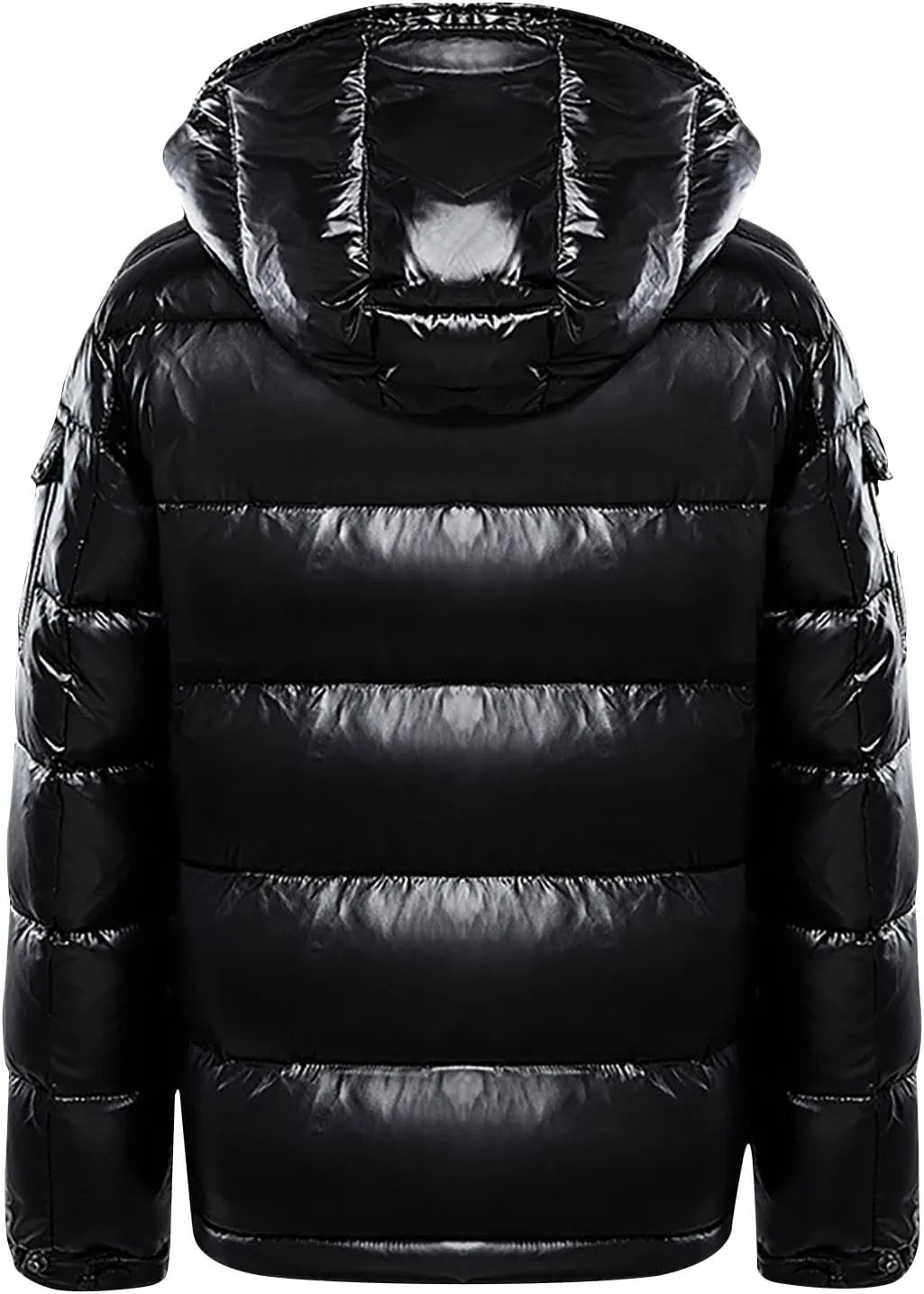 Zeiyignr Mens Shiny Down Coat Removable Hood Winter Thicken Warmth Puffer Jacket Windproof Padded Quilted Coats Outerwear