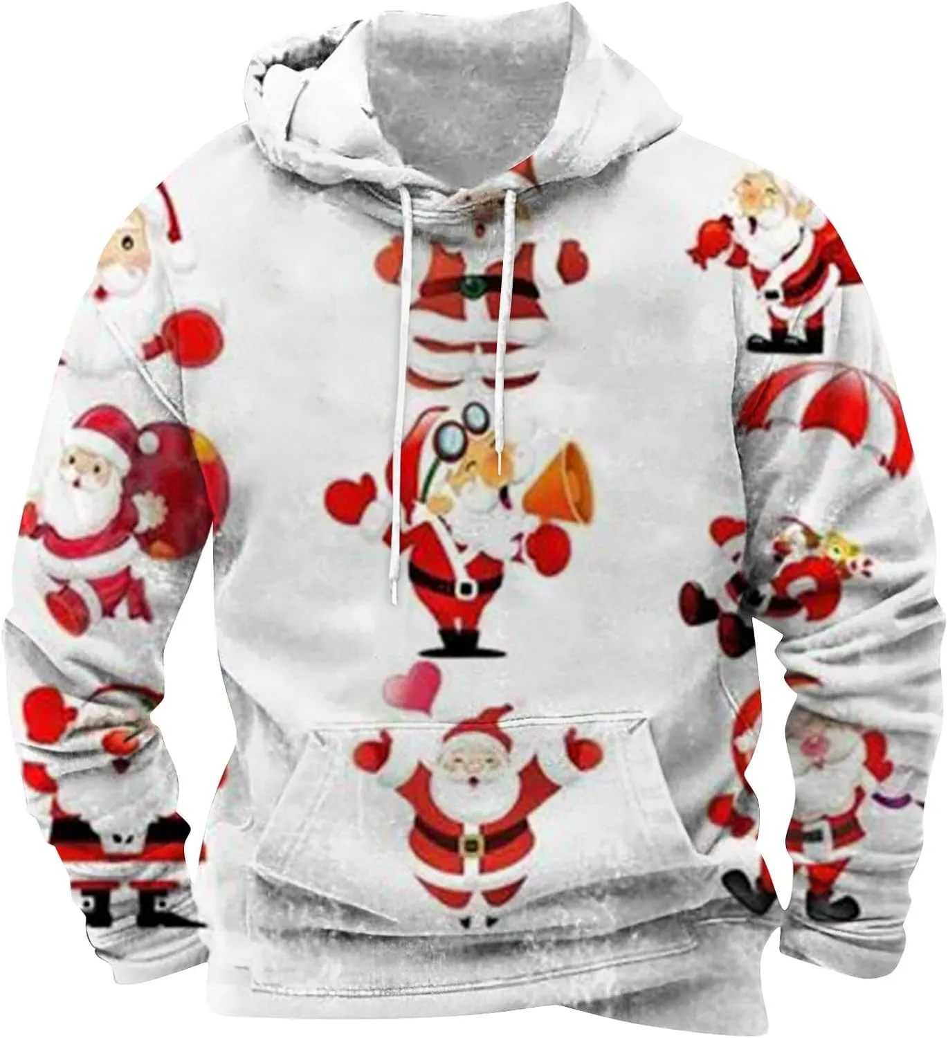 ZYXTIM Men's Christmas Hoodies Sweatshirts Funny Xmas Snowman Reindeer Print Drawstring Pullover Holiday Sweaters with Pocket